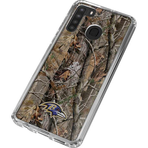 NFL Baltimore Ravens Realtree AP Camo Galaxy A21 Clear Case