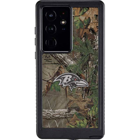 NFL Baltimore Ravens Realtree Xtra Green Camo Galaxy S24 Ultra Waterproof Case