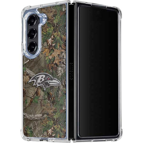 NFL Baltimore Ravens Realtree Xtra Green Camo Galaxy Z Fold5 5G Clear Case