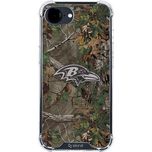 NFL Baltimore Ravens Realtree Xtra Green Camo iPhone 16e Clear Case