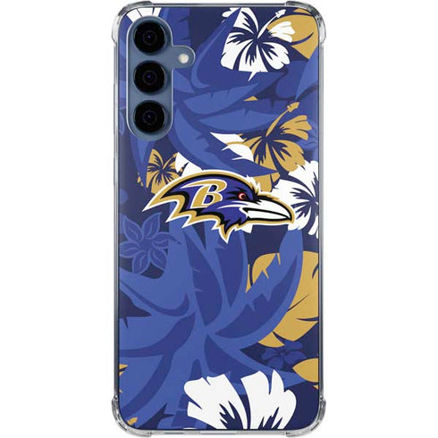 NFL Baltimore Ravens Tropical Print Galaxy A55 5G Clear Case