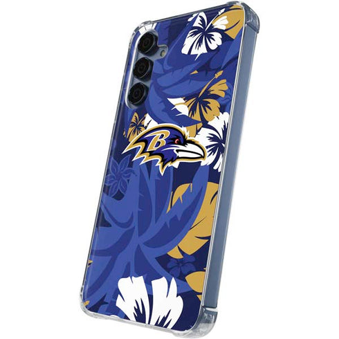 NFL Baltimore Ravens Tropical Print Galaxy A55 5G Clear Case