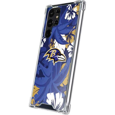 NFL Baltimore Ravens Tropical Print Galaxy S23 Ultra Clear Case
