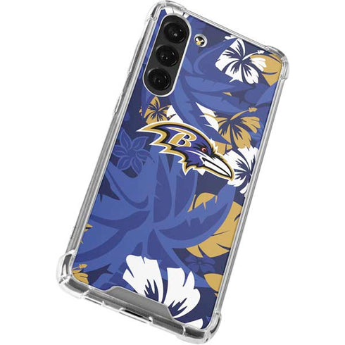 NFL Baltimore Ravens Tropical Print Galaxy S24 FE Clear Case