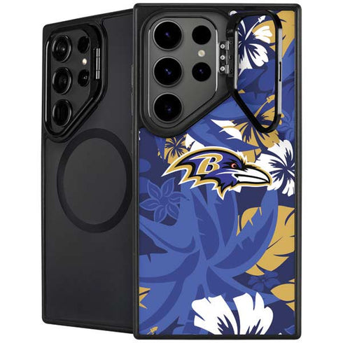 NFL Baltimore Ravens Tropical Print Galaxy S25 Ultra Kickstand Case