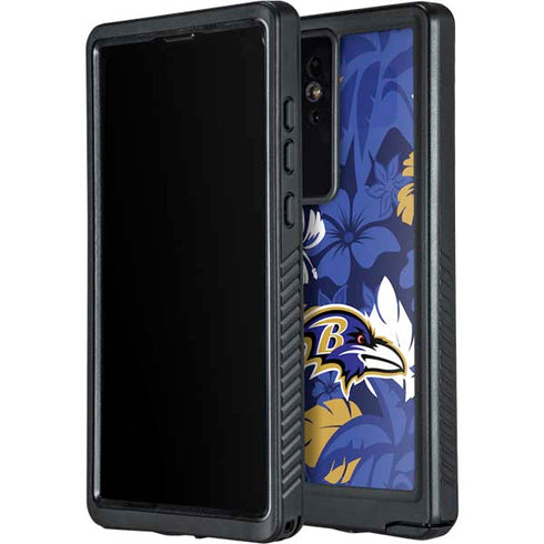 NFL Baltimore Ravens Tropical Print Galaxy S24 Ultra Waterproof Case