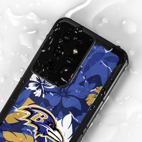 NFL Baltimore Ravens Tropical Print Galaxy S24 Ultra Waterproof Case