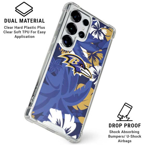 NFL Baltimore Ravens Tropical Print Galaxy S25 Ultra Clear Case