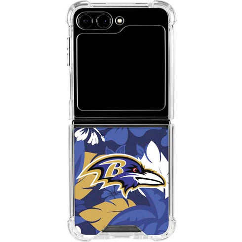 NFL Baltimore Ravens Tropical Print Galaxy Z Flip6 Clear Case