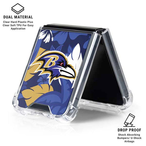 NFL Baltimore Ravens Tropical Print Galaxy Z Flip6 Clear Case