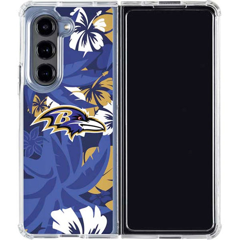 NFL Baltimore Ravens Tropical Print Galaxy Z Fold5 5G Clear Case