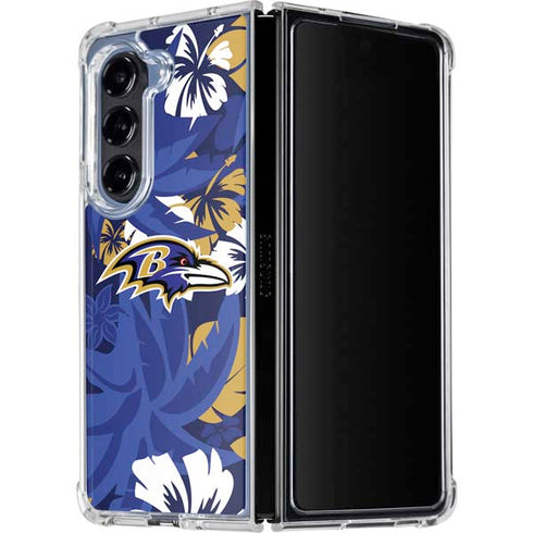 NFL Baltimore Ravens Tropical Print Galaxy Z Fold5 5G Clear Case