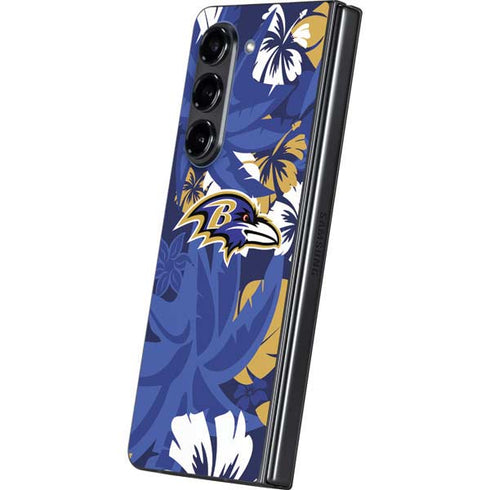 NFL Baltimore Ravens Tropical Print Galaxy Z Fold5 5G Skin