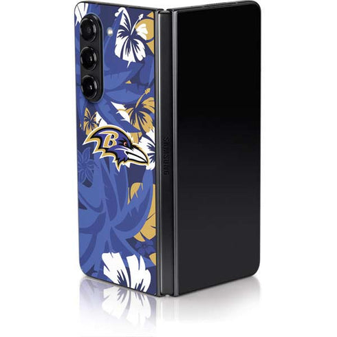 NFL Baltimore Ravens Tropical Print Galaxy Z Fold5 5G Skin