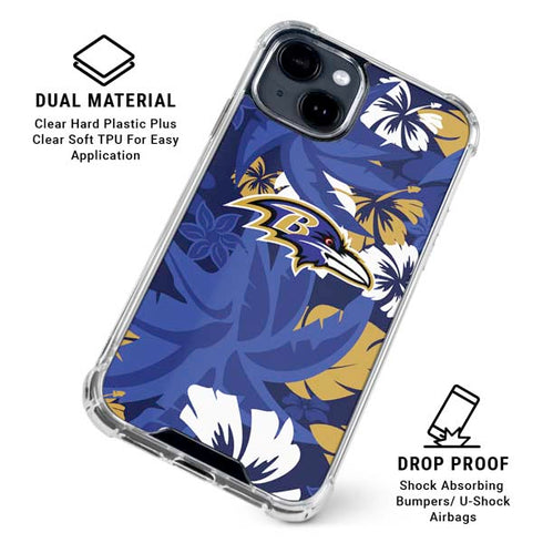 NFL Baltimore Ravens Tropical Print iPhone 15 Clear Case