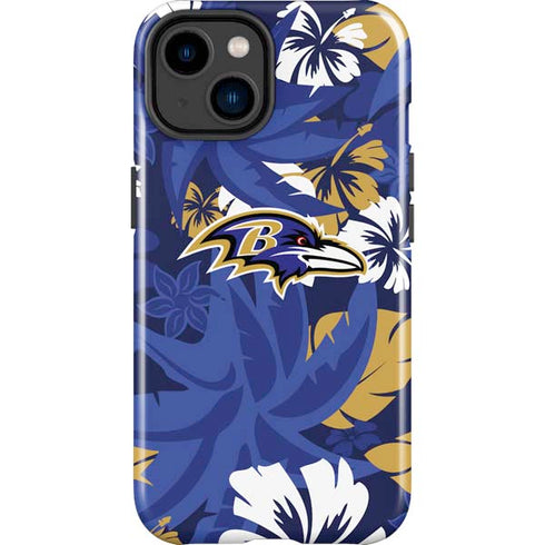 NFL Baltimore Ravens Tropical Print iPhone 15 Impact Case
