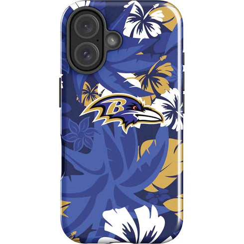 NFL Baltimore Ravens Tropical Print iPhone 16 Plus Impact Case