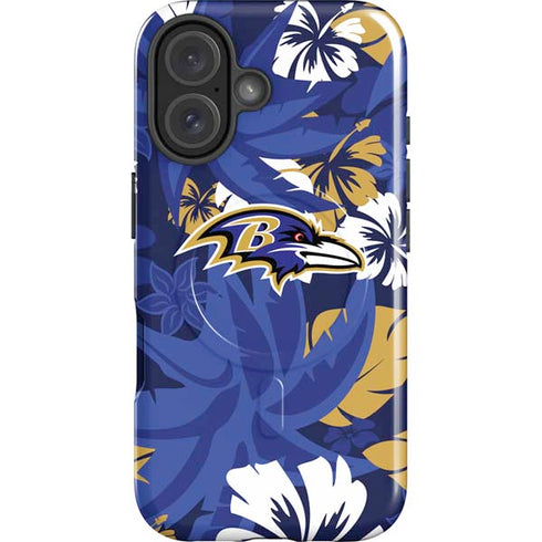 NFL Baltimore Ravens Tropical Print iPhone 16 Plus Magsafe Impact Case