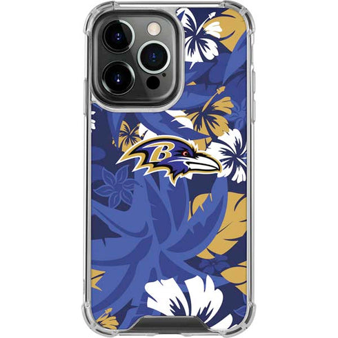 NFL Baltimore Ravens Tropical Print iPhone 16 Pro Max Clear Case