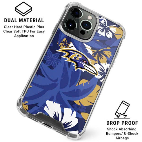 NFL Baltimore Ravens Tropical Print iPhone 16 Pro Max Clear Case