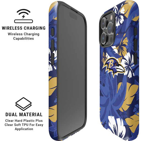 NFL Baltimore Ravens Tropical Print iPhone 16 Pro Max Magsafe Impact Case