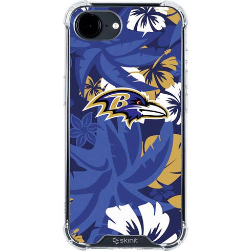 NFL Baltimore Ravens Tropical Print iPhone 16e Clear Case