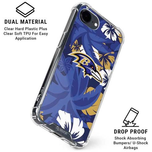 NFL Baltimore Ravens Tropical Print iPhone 16e Clear Case