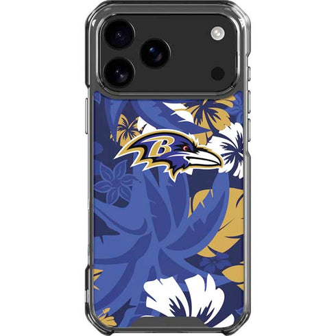NFL Baltimore Ravens Tropical Print iPhone 18 Pro Max Clear Case