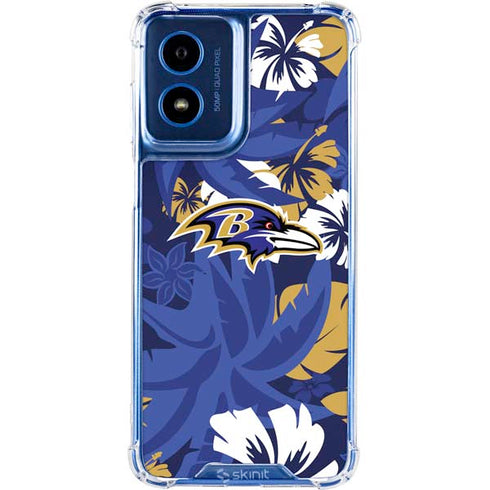 NFL Baltimore Ravens Tropical Print Moto G 5G (2024) Clear Case