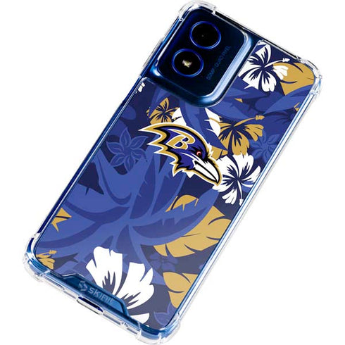 NFL Baltimore Ravens Tropical Print Moto G 5G (2024) Clear Case