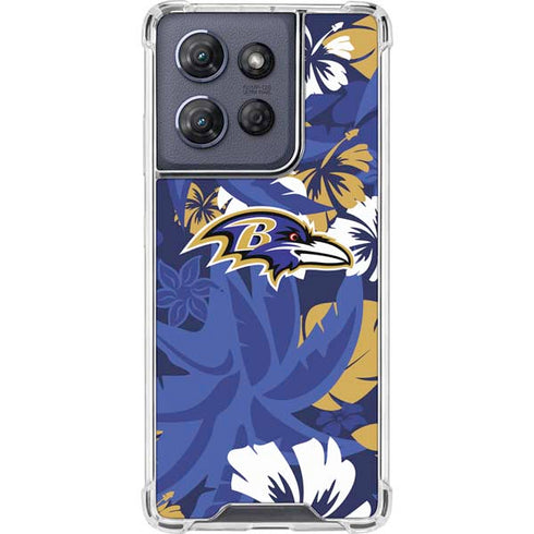 NFL Baltimore Ravens Tropical Print Moto G Stylus 5G (2025) Clear Case
