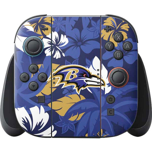 NFL Baltimore Ravens Tropical Print Nintendo Switch 2 (2025) Joy-Con Controller Skin