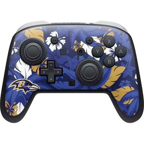 NFL Baltimore Ravens Tropical Print Nintendo Switch 2 (2025) Pro Controller Skin