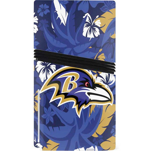 NFL Baltimore Ravens Tropical Print PS5 Pro Disk Console Skin