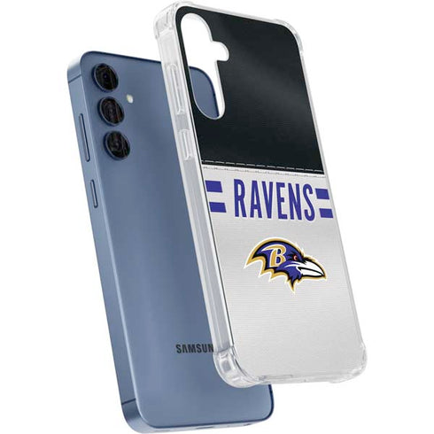NFL Baltimore Ravens White Striped Galaxy A35 5G Clear Case