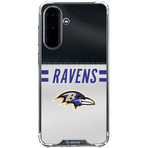 NFL Baltimore Ravens White Striped Galaxy A36 5G Clear Case