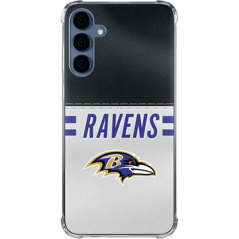 NFL Baltimore Ravens White Striped Galaxy A55 5G Clear Case