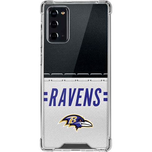 NFL Baltimore Ravens White Striped Galaxy Note20 5G Clear Case