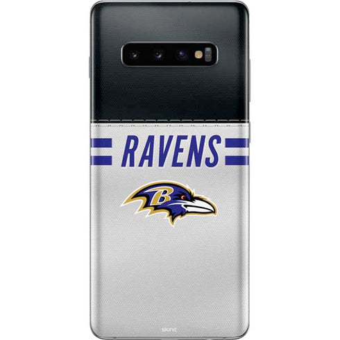 NFL Baltimore Ravens White Striped Galaxy S10 Plus Skin