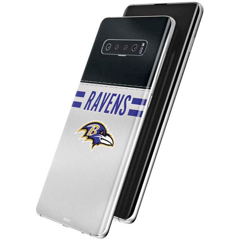 NFL Baltimore Ravens White Striped Galaxy S10 Plus Skin