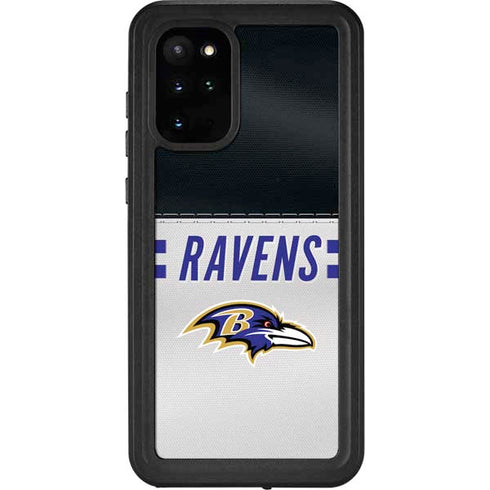 NFL Baltimore Ravens White Striped Galaxy S20 Plus Waterproof Case