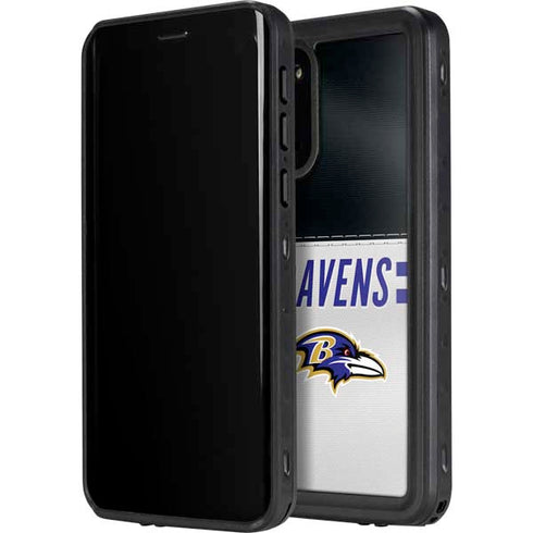 NFL Baltimore Ravens White Striped Galaxy S20 Plus Waterproof Case