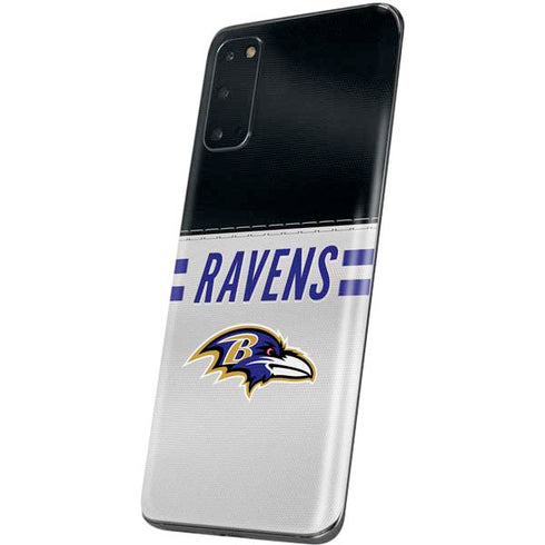 NFL Baltimore Ravens White Striped Galaxy S20 Skin