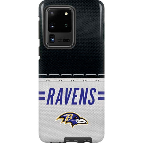 NFL Baltimore Ravens White Striped Galaxy S20 Ultra 5G Pro Case