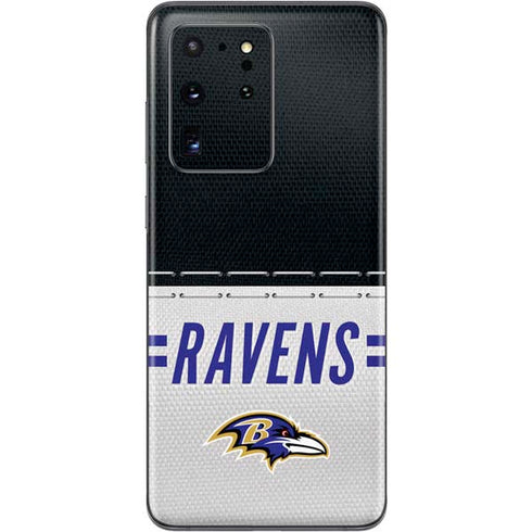 NFL Baltimore Ravens White Striped Galaxy S20 Ultra 5G Skin