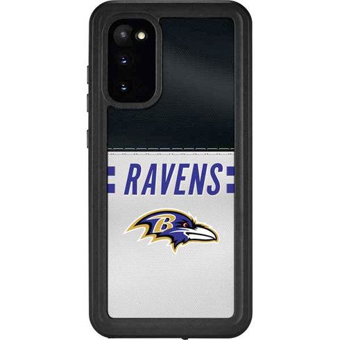 NFL Baltimore Ravens White Striped Galaxy S20 Waterproof Case