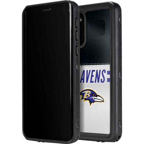 NFL Baltimore Ravens White Striped Galaxy S20 Waterproof Case