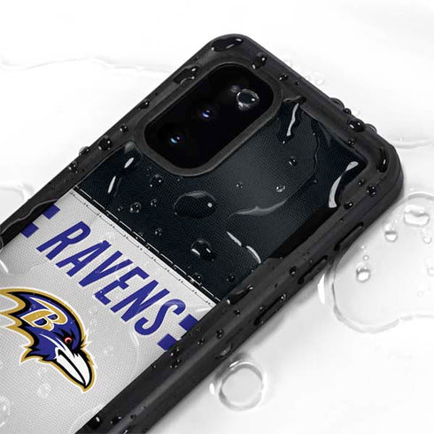 NFL Baltimore Ravens White Striped Galaxy S20 Waterproof Case
