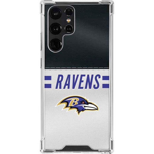 NFL Baltimore Ravens White Striped Galaxy S23 Ultra Clear Case