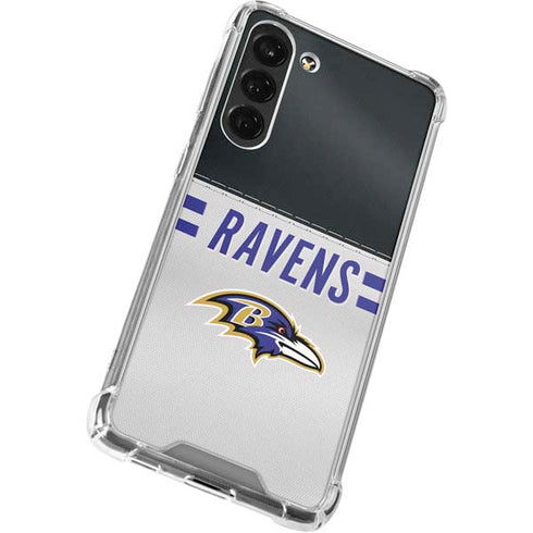 NFL Baltimore Ravens White Striped Galaxy S24 FE Clear Case